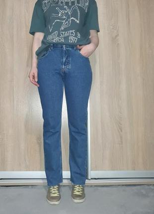 Синие плотные ровные прямые джинсы на болтах levis topshop mango1 фото