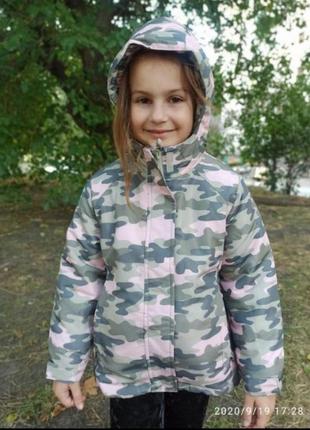 Куртка зимняя 3 в 1 (зима, деми, флиска) для девочки курточка камуфляжная зимова10 фото