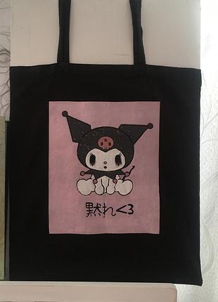 Кастомний шопер kuromi, hello kitty, куромі, хелоу кітті, goth