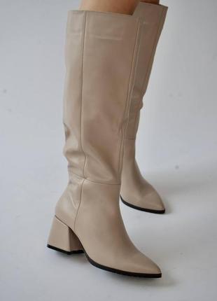 Чоботи жіночі із шкіри та замщі