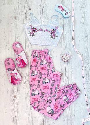 Шовкова піжама з принтом pink panter2 фото
