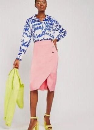 Рожева атласна спідниця міді marina kaneva 18 батал