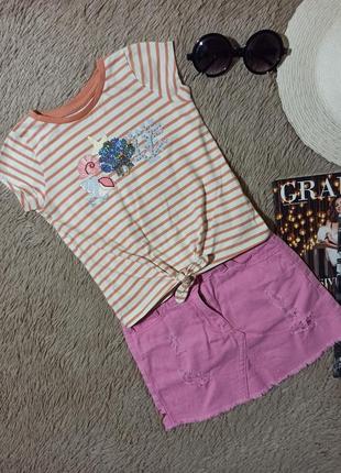 Крутій комплект на дівчинку/костюм/футболка+джинсова спідниця