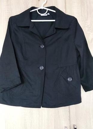 100% льон стильний чорний льняний піджак жакет пиджак розмір 44-46