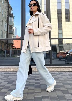 Куртка шкіряна подовжена