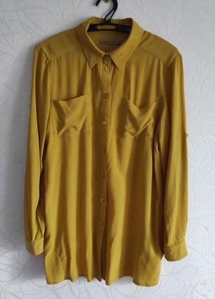 Горчичного цвета рубашка из вискозы, размер m
