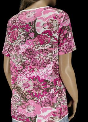 Красивая трикотажная блузка, футболка nkd с цветочным принтом. размер eur 40.4 фото