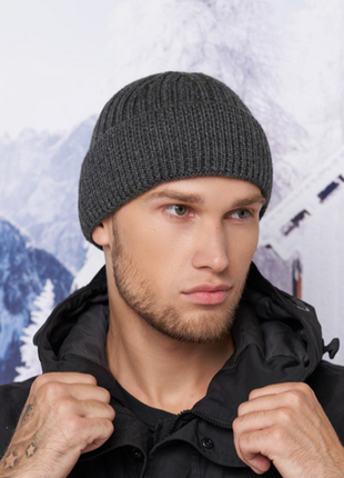 Шапка мужская теплая вязаная "манон" графит