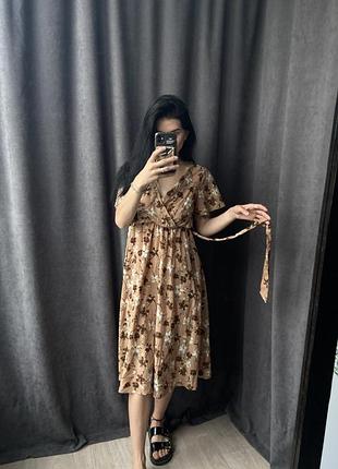 Shein сукня плаття у квіти у квітковий принт шейн міді довжини жіноче