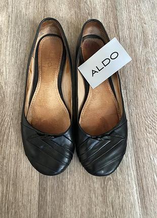 Туфли балетки лодочки aldo, p. 39, кожа, чёрные