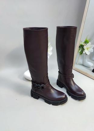 Екслюзивні чоботи з італійської шкіри жіночі з ланцюжком3 фото