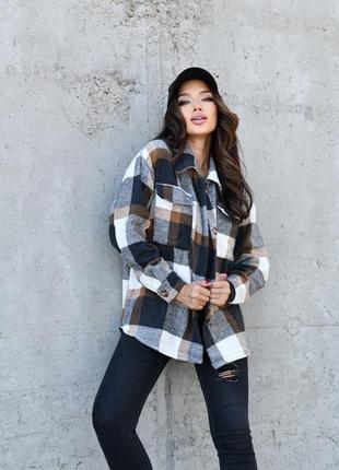 🔥 тёплая кашемировая рубашка в клетку