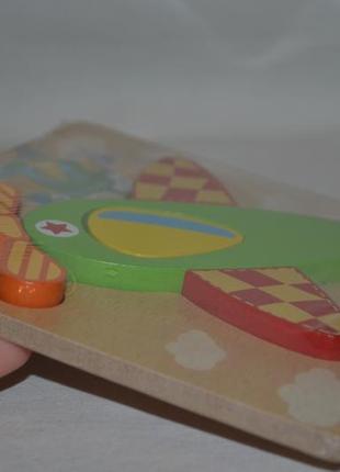 Нова дерев'яна розвиваюча іграшка рамка вклад пазл літак літачок5 фото