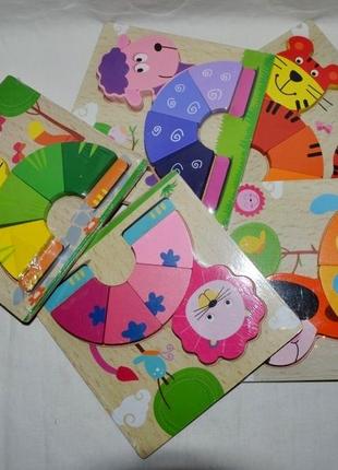 Нова дерев'яна розвиваюча іграшка рамка вклад пазл тварини різні