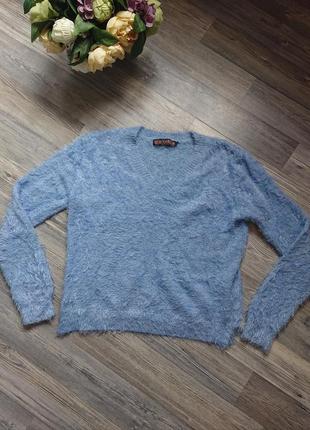 Женский свитер травка голубого цвета кофта джемпер пуловер большой размер батал 48 /50/525 фото