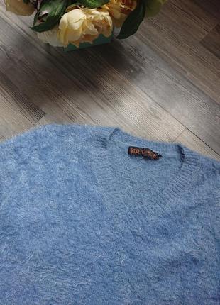 Женский свитер травка голубого цвета кофта джемпер пуловер большой размер батал 48 /50/524 фото