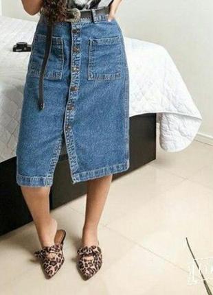 Спідниця джинсова спідниця юбка міді1 фото