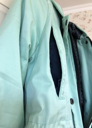 Демисезонная куртка с капюшоном парка мятного бирюзового цвета + подарок6 фото