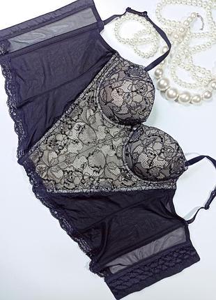 Eur 40 шикарний мереживний топ корсет  бюстьє бюстгальтер пуш ап h&m