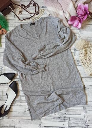 Сіра тепла сукня светр з широкими рукавами flam mode1 фото