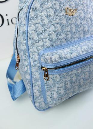 C. d!or яскравый блакитний рюкзачок під бренд жаккардовый рюкзак голубой3 фото