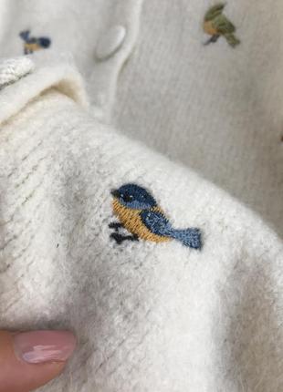 Zara кардіган кофта з пташками 🦜в’язаний з вишивкою7 фото