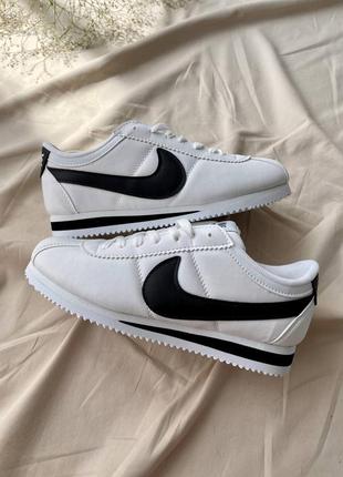 Жіночі біло-чорні шкіряні кросівки nike cortez basic🆕 найк кортез7 фото