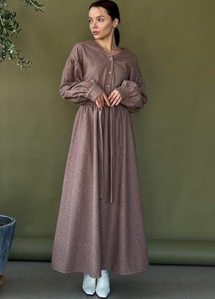 Теплое платье оверсайз из шерсти в стиле бохо