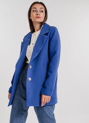Новое пальто ярко-синий цвет эко-кашемир2 фото
