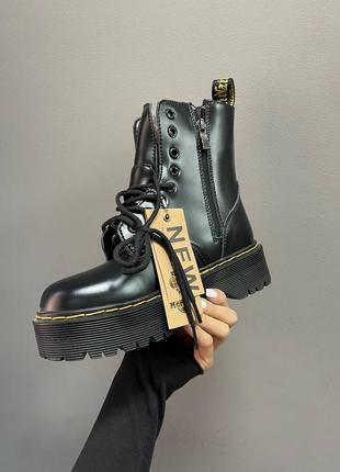 Dr.martens jadon black натуральна шкіра жіночі черевики ботінки мартінс зима женские ботинки на высокой подошве с замком натуральная кожа с мехом