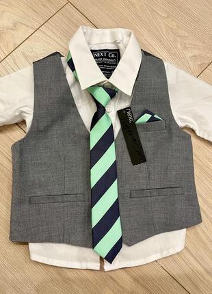 Сорочка, жилетка, краватка 3-6 міс. костюм детский. рубашка