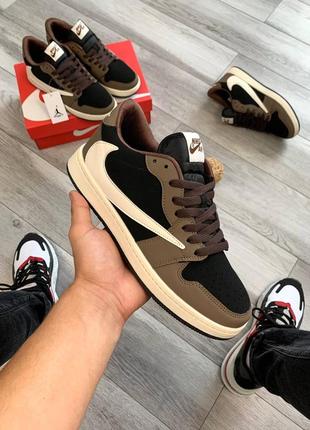 Кросівки чоловічі nike air jordan retro 1 x travis scott/кроссовки мужские найк аир джордан рэтро 1 трэвис скотт