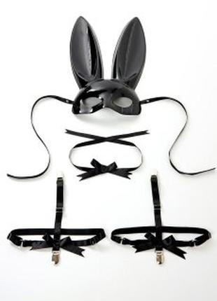 Bunny teddy obsessive черный костюм зайчика кролика плей бой боди черное и маска с ушками10 фото