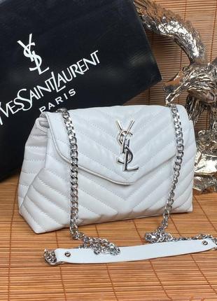 Сумка стеганая белая женская بوتات Saint Laurent сумочка ив сен лоран клатч ysl кросс-боди