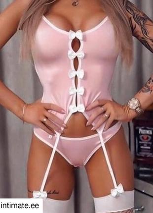 Bunny suit obsessive розовый костюм кролика ролевый с ушками и хвостиком8 фото