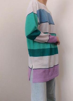 Яскравий джемпер светр в полоску кофта полосата лонгслів пуловер реглан вінтажний светр кофта вінтаж8 фото