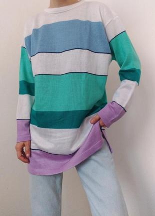 Яскравий джемпер светр в полоску кофта полосата лонгслів пуловер реглан вінтажний светр кофта вінтаж9 фото