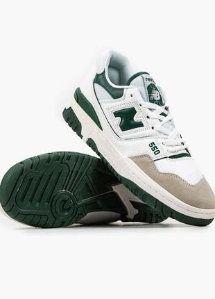 Кросівки жіночі new balance 550 white green/кроссовки мужские нью бэленс 550
