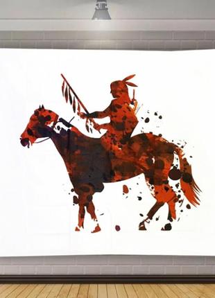 Гобелен настенный "индеец на коне" 150*130см. полиэстер