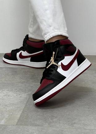 Женские кроссовки nike air jordan high black wine white2 фото