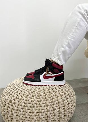 Женские кроссовки nike air jordan high black wine white6 фото
