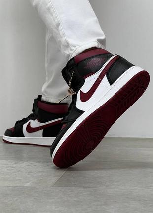 Женские кроссовки nike air jordan high black wine white5 фото