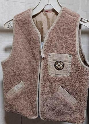 Плюшевая меховая винтажная жилетка