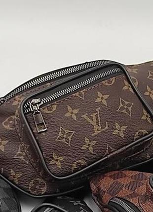 Бананка коричневая  мужская женскаяв стиле louis vuitton сумочка на пояс луи витон унисекс поясная сумка lv5 фото