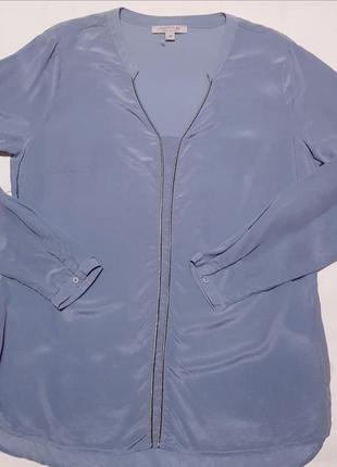 Шелеовая блуза голубая рубашка натуральный шелк7 фото