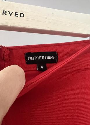 Красная джинсовая юбка prettylittlething3 фото