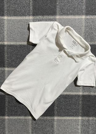 Детская хлопковая футболка (поло) marks&spencer ( маркс и спенсер 6-7 лет 116-122 см оригинал белая)