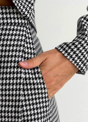 Костюм короткий піджак , спідниця - шорти чорний гусяча лапка3 фото