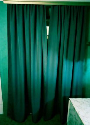 Темно зеленi штори💚 260×290 см.