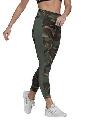 Леггинсы с завышенной талией оригинал adidas aeoready designed 2 move camouflage 7/8 камуфляж